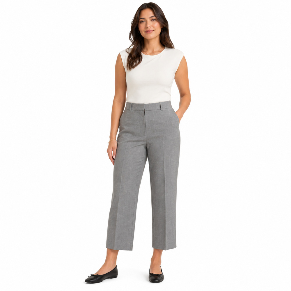 Aritzia Babaton Heather Gray Crop Flat Front High Rise Dress Career Work Pants 6